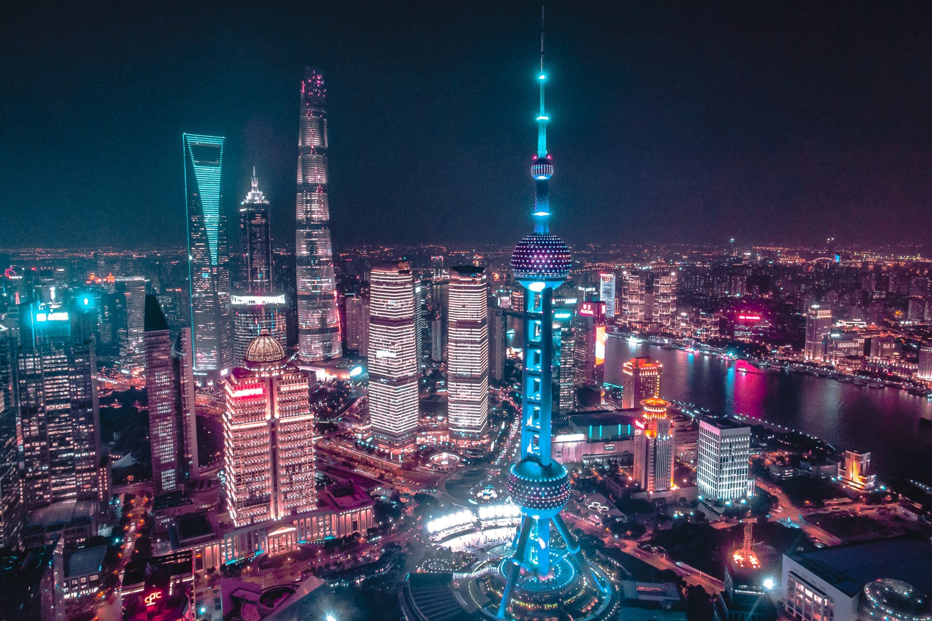 The modern Shanghai skyline at Pudong