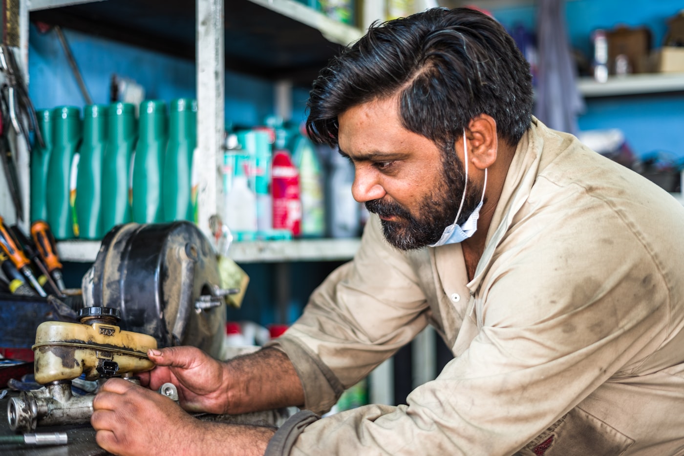 Engineer working on machinery