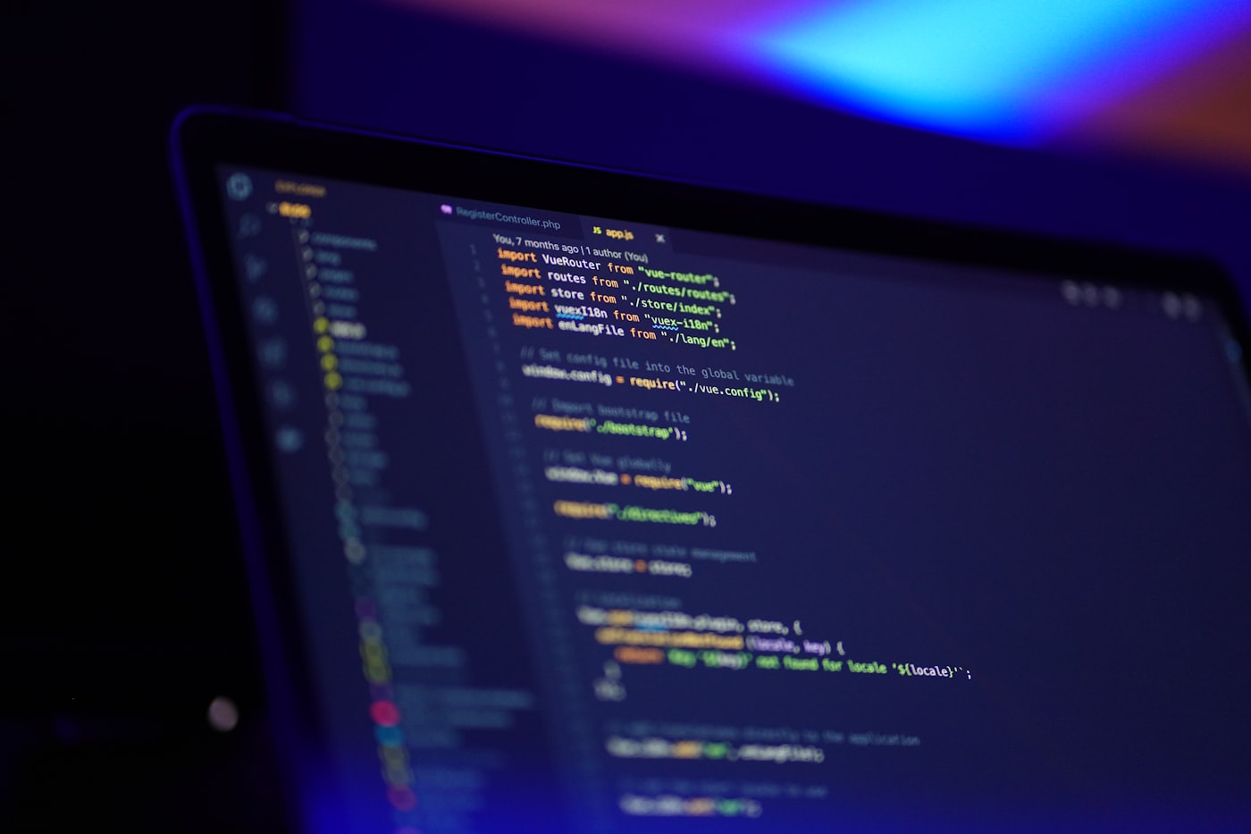 Laptop screen showing lines of program code